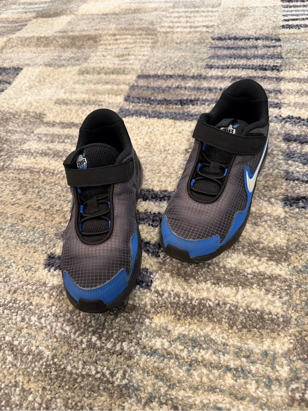 Nike Air Max Nova Black, Blue & White Kids Velcro Athletic Sneakers
